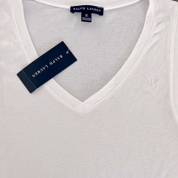 NWT Ralph Lauren White V Neck Sleeveless Tee Sz M - Picture 2 of 9